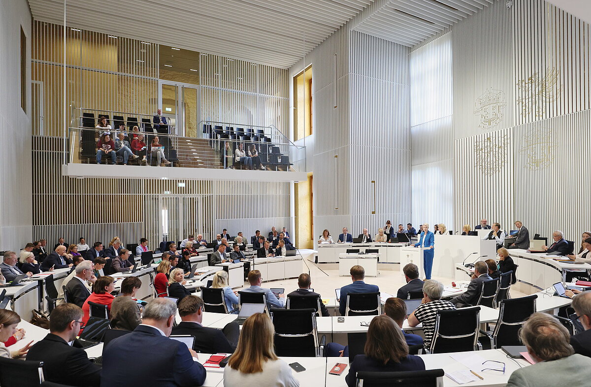 Abgeordnete im Plenarsaal des Landtages