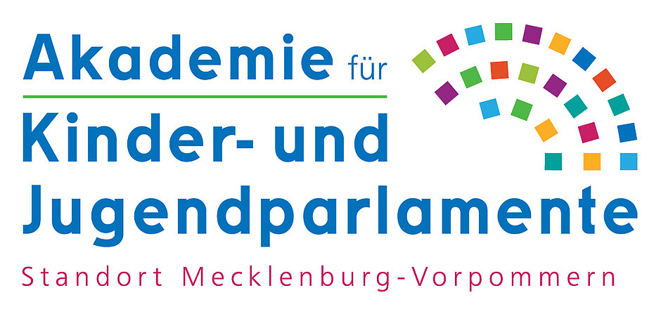 Logo der Akademie für Kinder- und Jugendparlamente mit schwarz-weißem Schriftzug